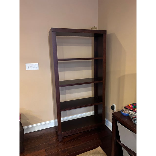 2010s Ethan Allen “Transom” Étagère Bookcase – Dark Wood, Open Back Shelving For Sale - Image 5 of 8