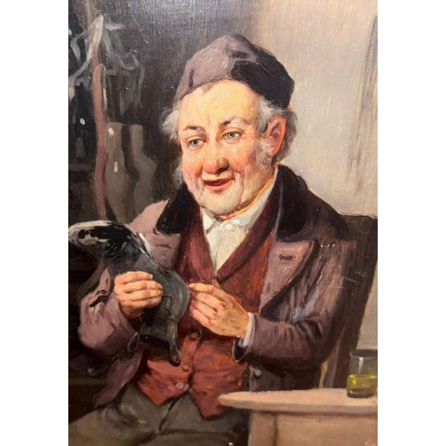 Genre Scene with Gentleman and Bird, Signed Siegfried Stoitzner (Vienna, 1892–1976) For Sale - Image 8 of 13