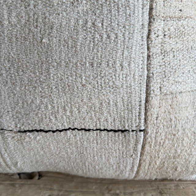 Vintage Turkish Hemp Rug Pillow 22" X 22" With Down Insert For Sale - Image 4 of 8