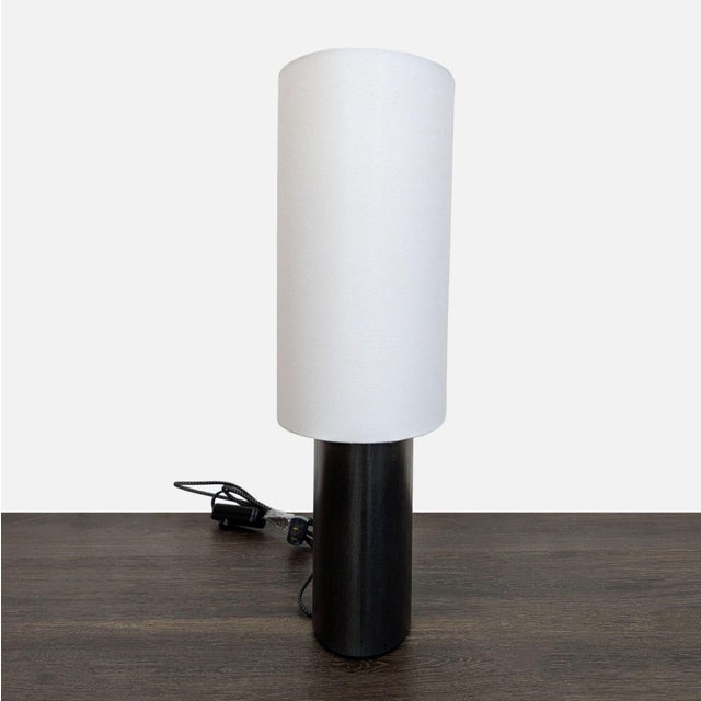 Room & Board Modern Room & Board Haddie Modern Black Oak Table Lamp With White Shade For Sale - Image 4 of 6