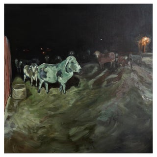 Baurjan Aralov, Cows Watching You Cry, 2022, Oil on Linen For Sale