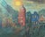 Mid Century European Painting - Sun Over a City For Sale - Image 4 of 8