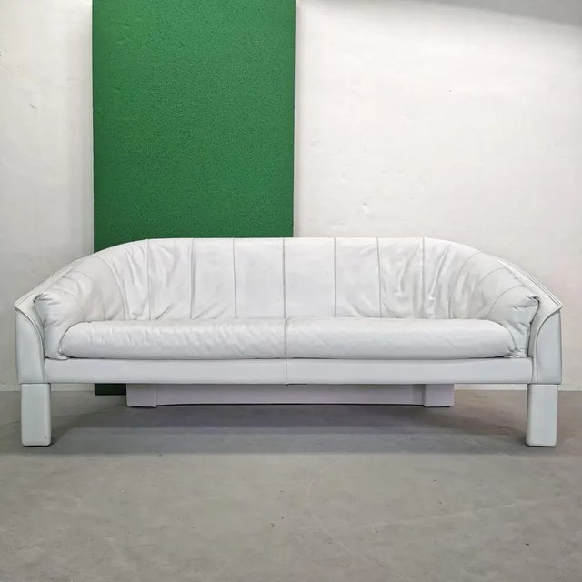 Shell Sofa in White Leather from Marac, 1980s For Sale - Image 13 of 13