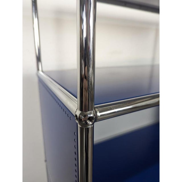 Gentian Blue and White Cabinet with Drop-Down Door on Casters from USM Haller For Sale - Image 3 of 10