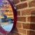Vintage Round Mirror in Red Lacquer For Sale - Image 3 of 4