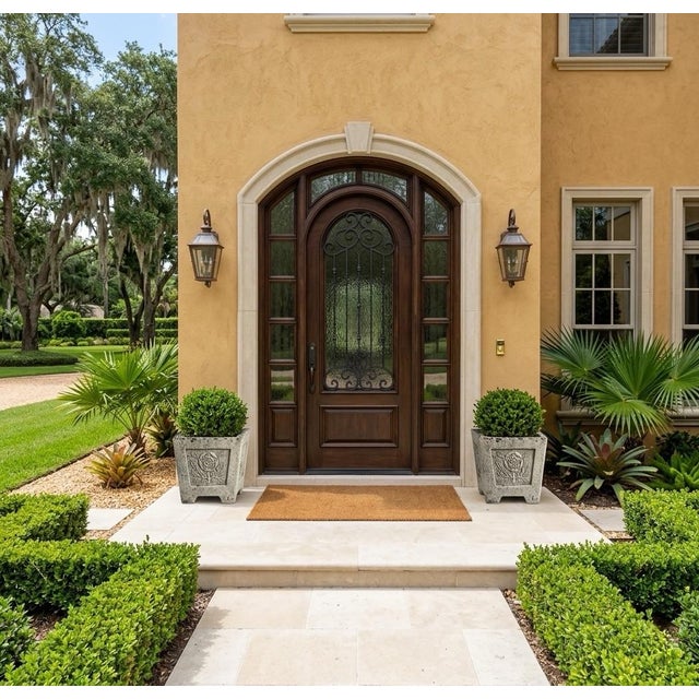 Pair of English Tudor Style Cast Stone Rose Planters For Sale In West Palm - Image 6 of 8
