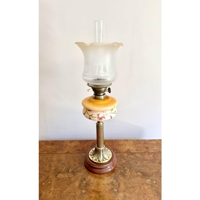 Metal Antique Edwardian Brass Oil Lamp, 1900s For Sale - Image 7 of 10