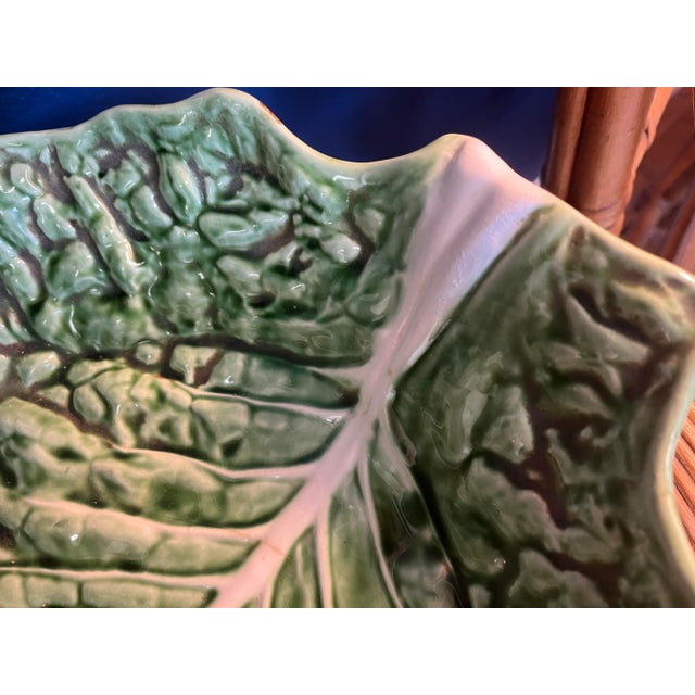Large Vintage Secla Majolica Cabbage Leaf Bowl, 1970’s For Sale - Image 4 of 5