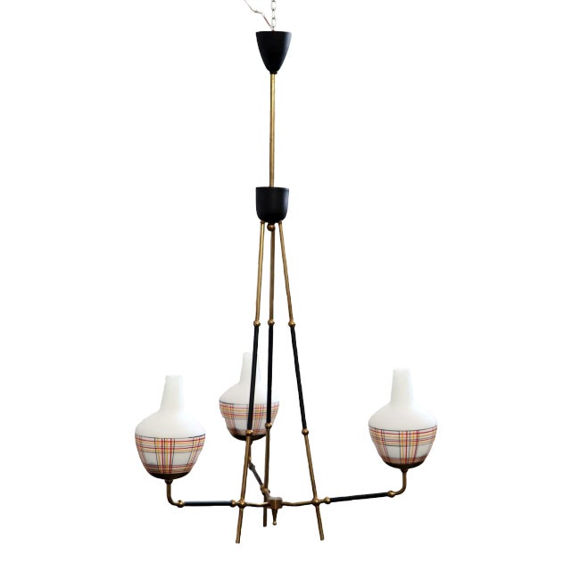 Brass Chandelier, 1950s For Sale