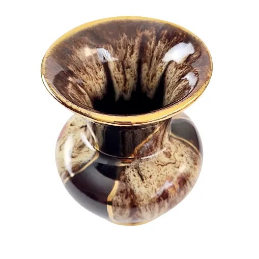 German Jasba Keramik vase, numbered 235/12 circa 1960s The ceramic art vase has lovely swirls of brown - from sand to...