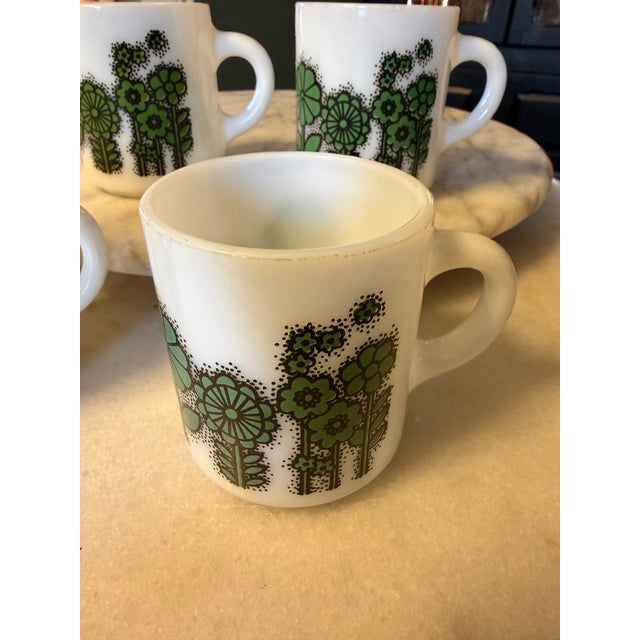 Vintage Hazel Atlas "Flower Power" Milk Glass Coffee Mugs '60s - Mid-Century Retro - Set of 4 For Sale - Image 6 of 17