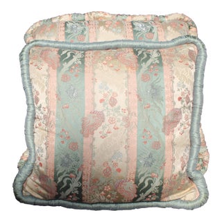 Vintage Mid-Century Italian Traditional Floral Print Pillows - a Pair For Sale