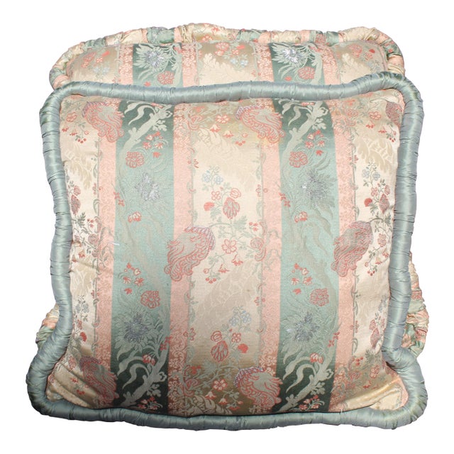 Vintage Mid-Century Italian Traditional Floral Print Pillows - a Pair For Sale
