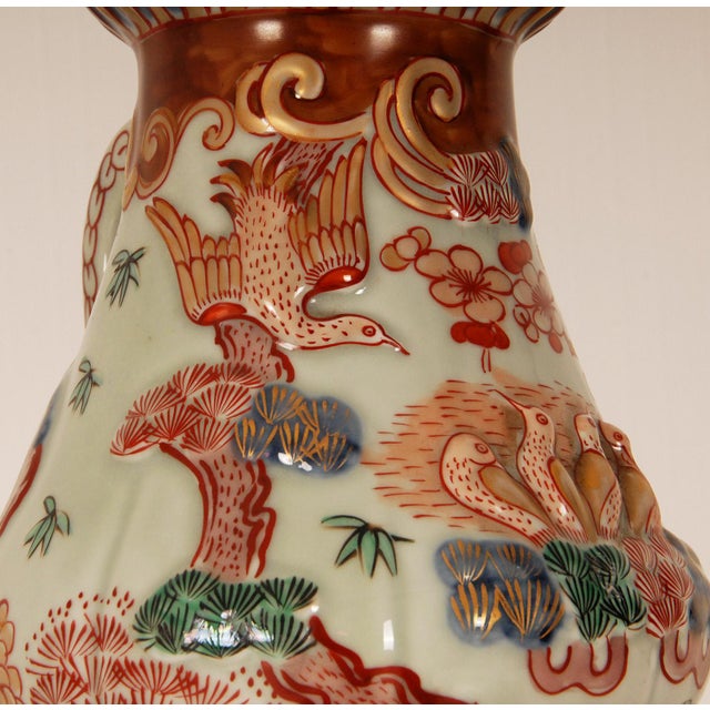 White Antique Imari Porcelain Japanese Jug Cranes by Samson Paris Tea or Coffee Pot Arita For Sale - Image 8 of 12