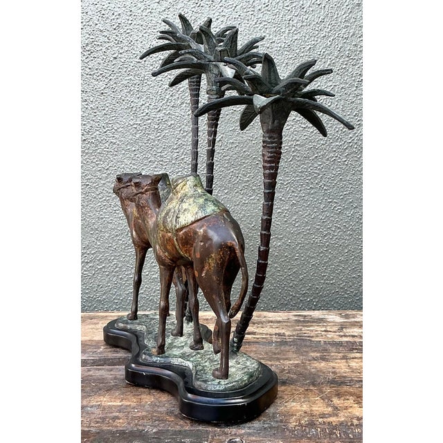 Pair of Vintage Patinated Bronze Camel Candleholder For Sale - Image 12 of 12