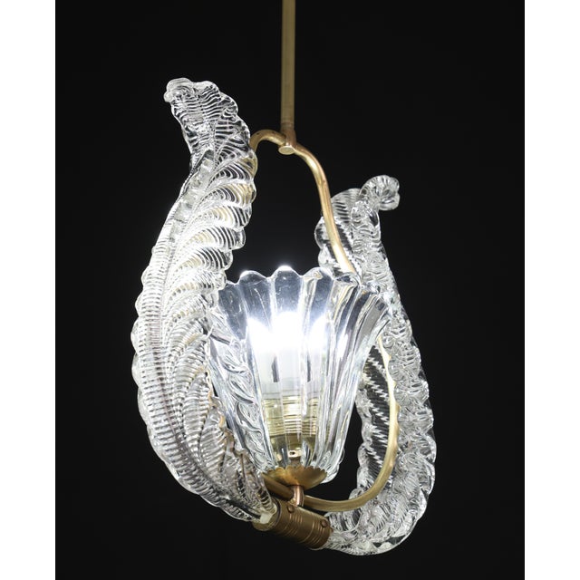 Charming Murano Glass Art Deco Pendant Chandelier by Ercole Barovier, 1940s For Sale - Image 4 of 13