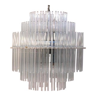 1970's Glass Rod and Lucite Chandelier in the Style of Gaetano Sciolari for Lightolier For Sale