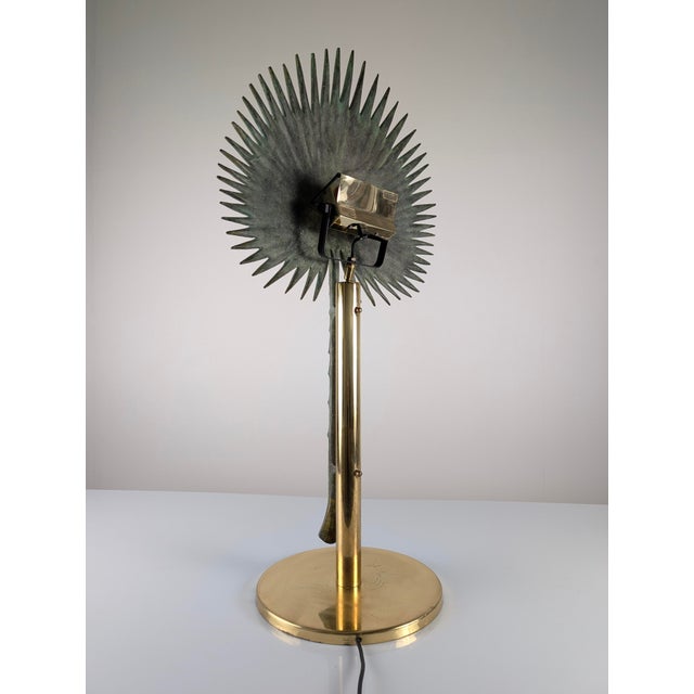 Goldenrod Fan Palm Bronze and Brass Table Lamp from Valenti, 1970s For Sale - Image 8 of 18