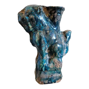 Song Dynasty Antique Chinese Turquoise Blue Glazed Foo Dog Lion Figure Sculpture Incense Burner