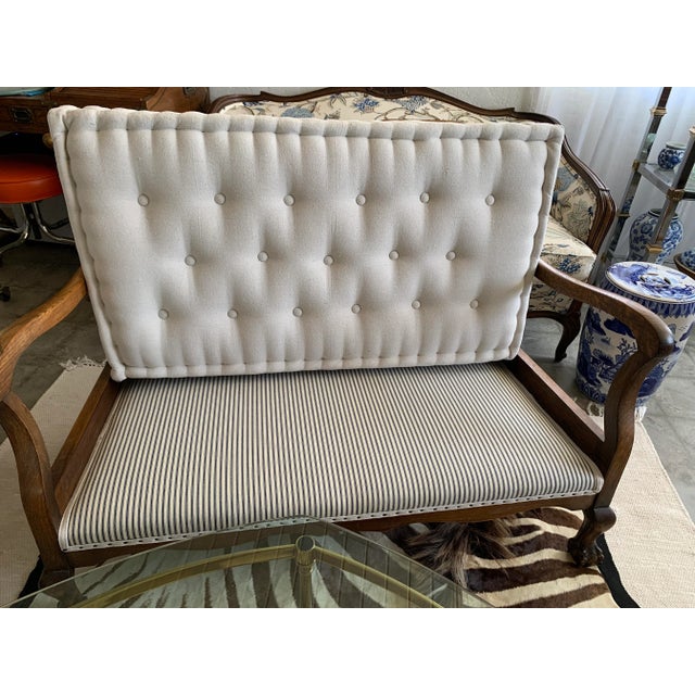 Antique Oak Medallion Cane Back Bench Settee For Sale - Image 10 of 12