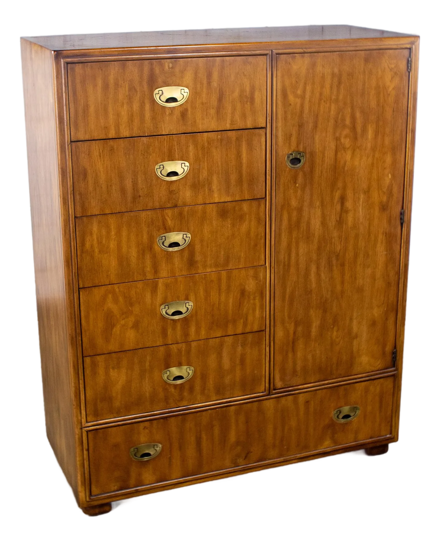 Late 20th Century Campaign Style Gentleman's Chest of Drawers or