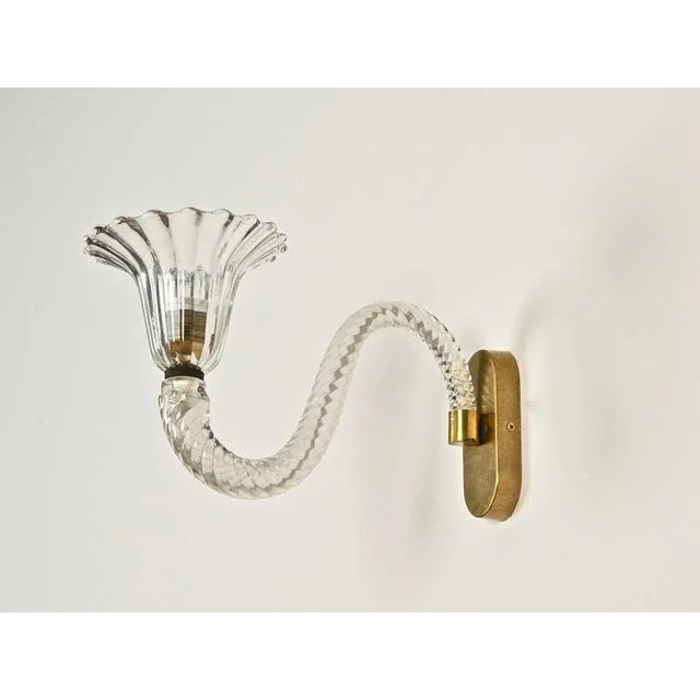 1950s Murano Glass and Brass Flower Sconces from Barovier - Set of 2 For Sale In San Francisco - Image 6 of 18