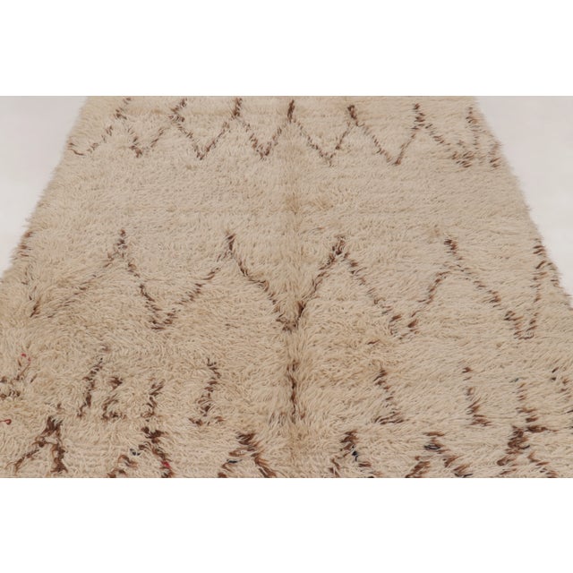 Rug & Kilim Vintage Moroccan Shag Runner With Berber Motifs in Beige & Brown - Rug & Kilim For Sale - Image 4 of 8