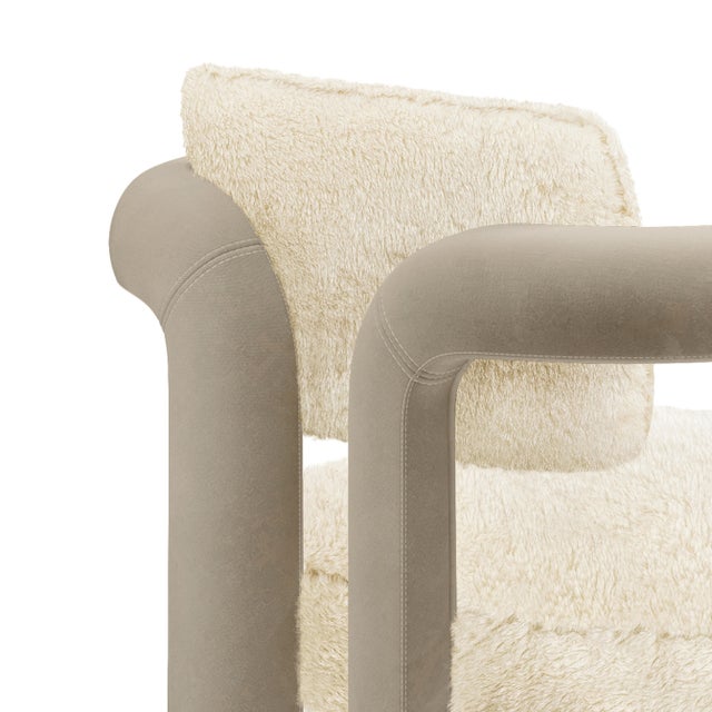 Double Arch Dining Chair in Fur and Velvet from Insidherland For Sale - Image 6 of 7