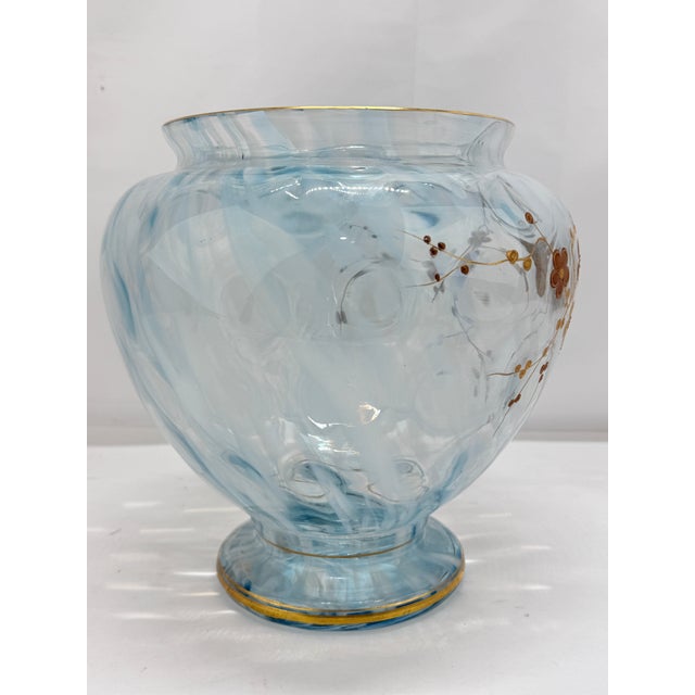 Early 20th Century Harrach Bohemian Art Glass Vase, Gilt Butterfly & Floral Enamel C. 1900 For Sale - Image 5 of 11