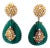 Vintage Italian 18k Gold Diamond & Carved Malachite Convertible Drop Earrings, 1970s, A Pair For Sale