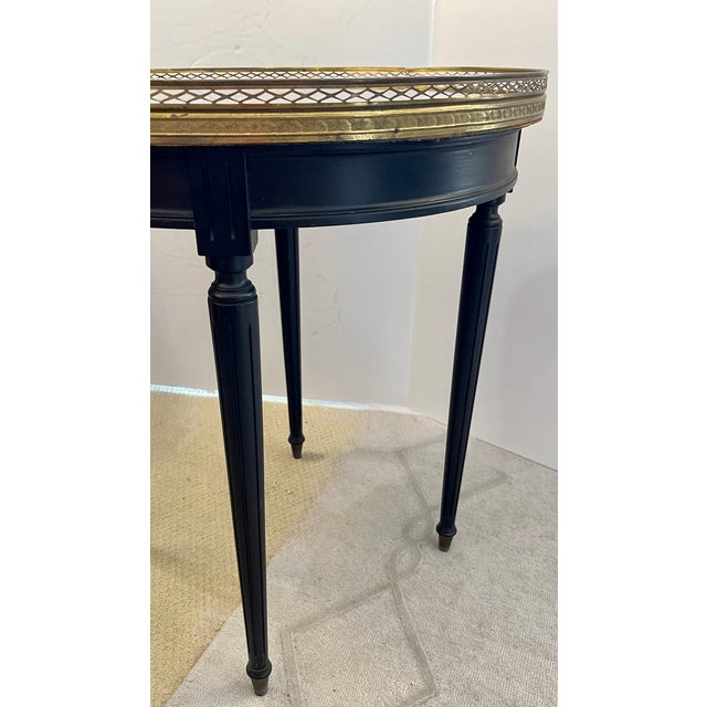 1920s Antique French Bouillotte Table, Brass Gallery & Mirrored Top For Sale - Image 5 of 14
