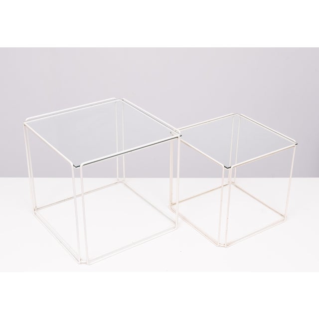 White and Clear Glass Isocele Nesting Tables from Max Sauze, 1970s, Set of 2 For Sale - Image 4 of 8