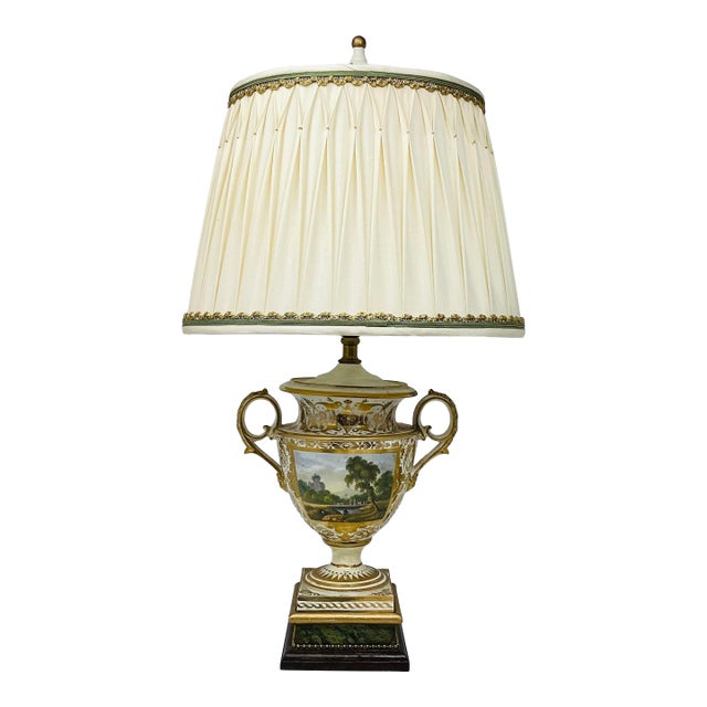 Antique Derby Porcelain Urn Made Into Lamp. For Sale