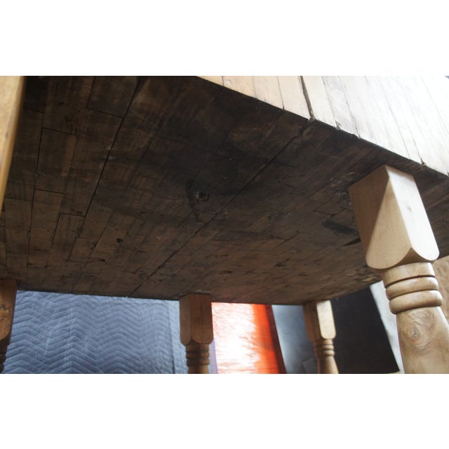 Brown Massive Antique Farmhouse Maple Butcher Block Kitchen Island Stand Knife Holders For Sale - Image 8 of 12