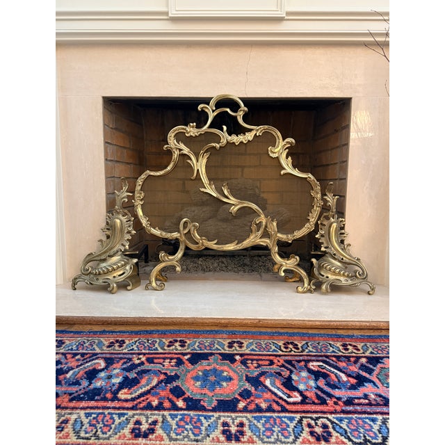 Rococo 19th Century Fireplace Screen & Andiron Set For Sale - Image 3 of 4