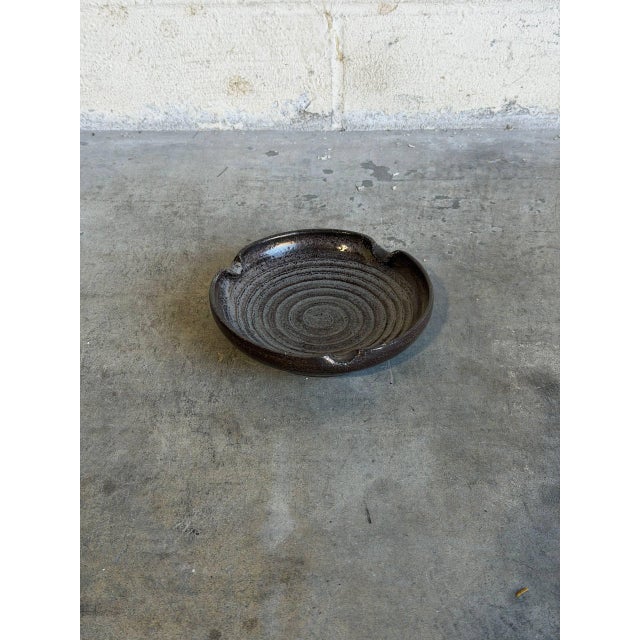 Ceramic Studio Pottery Ashtray Plate Brown Glaze Mid-Century Modern 1970s For Sale In Los Angeles - Image 6 of 11