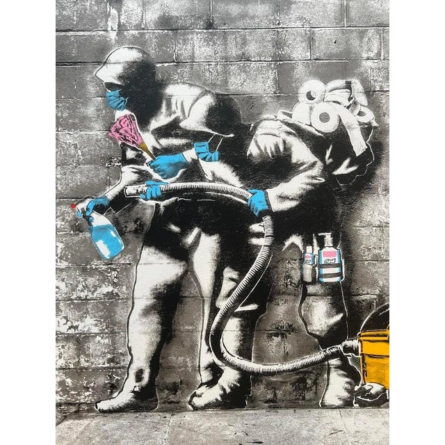 Charcoal Pop Art Masterpiece by Los Angeles Artist Hijack "Pandemonium" Limited Edition Hand-Pulled Screen Print c.2020 For Sale - Image 8 of 12