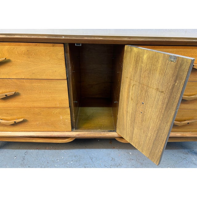Unique Mid-Century Modern Lowboy Dresser W/ Sculpted Pulls For Sale - Image 13 of 16