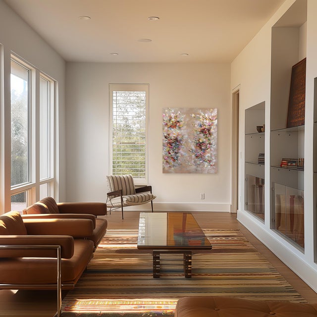 Textile Blossoming Into Joy - Abstract Colorful Textural Floral Acrylic Canvas Painting Original Artwork by Ve Boisvert For Sale - Image 7 of 9