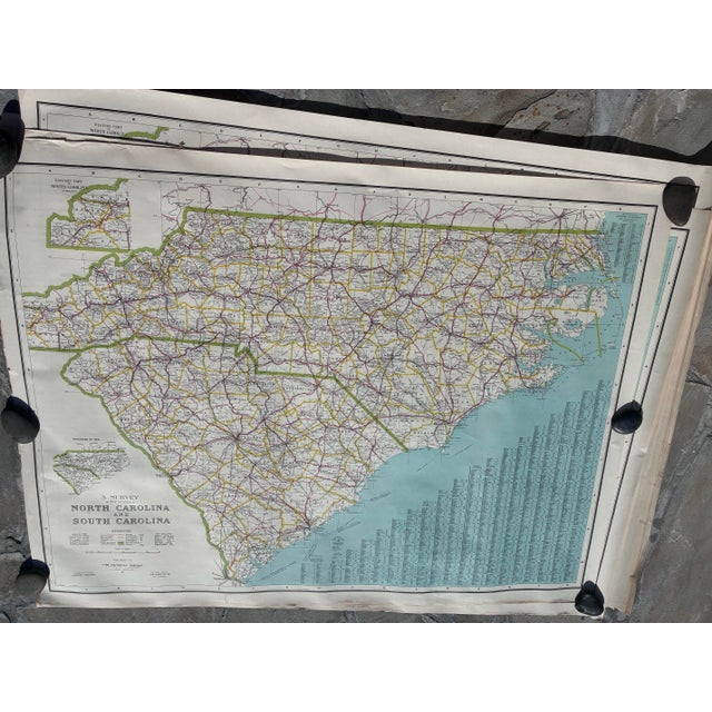 Antique 1914 Map of North and South Carolina by the National Survey Co Topographical Offices I. V. Crocker For Sale - Image 4 of 12
