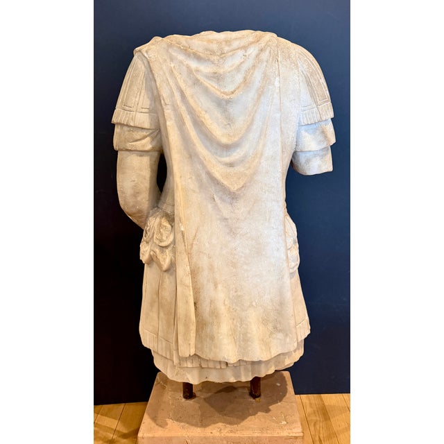 Life-Size Carved Marble Torso of a Roman Soldier, 20th Century For Sale - Image 11 of 15