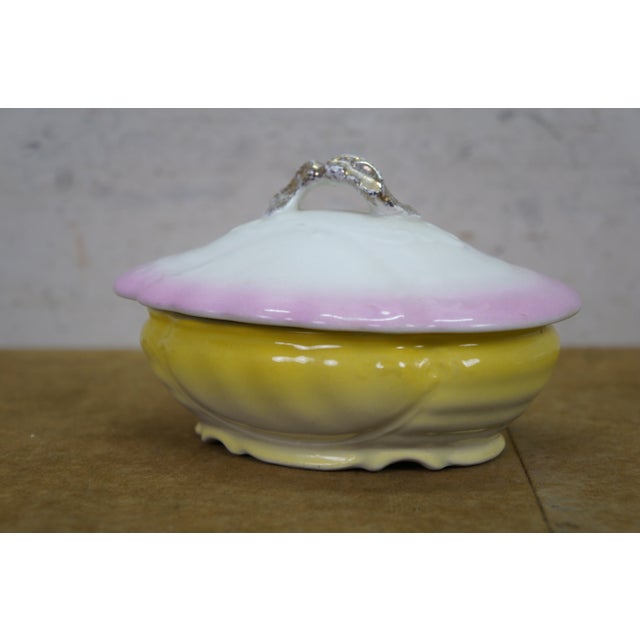 White Antique Porcelain Ceramic Lidded Butter Dishes Casseroles Tureens 6" - Set of 5 For Sale - Image 8 of 18