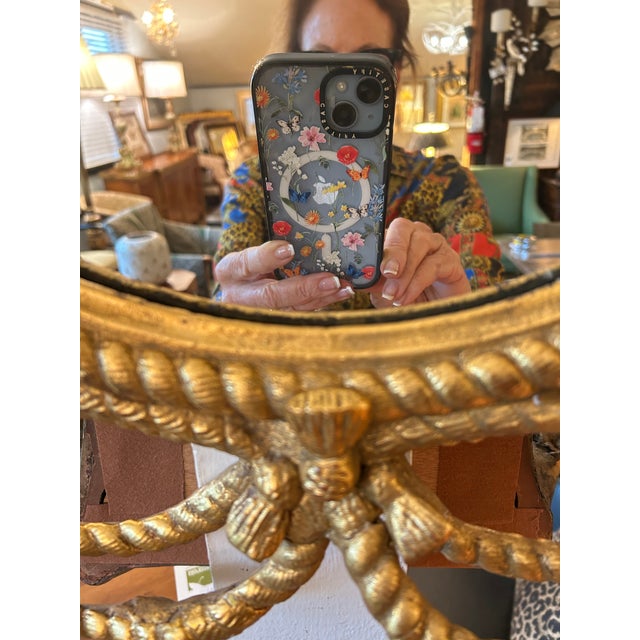 Gold Italian Giltwood Oval Antique Mirror For Sale - Image 8 of 18