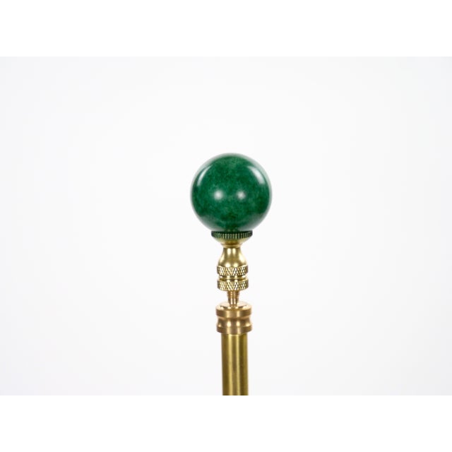 Mid-Century Modern Italian Art Deco-Style Dark Green Jade and Brass Table Lamps For Sale - Image 10 of 11
