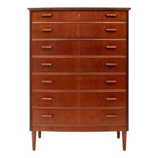 Vintage Danish Mid-Century Seven-Drawer Teak Tallboy Dresser 1960s For Sale