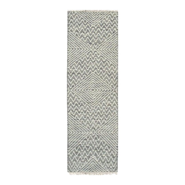 5x8 Black Handwoven Wool Stacked Chevron Diamond Geometric Modern Carpet Rug For Sale