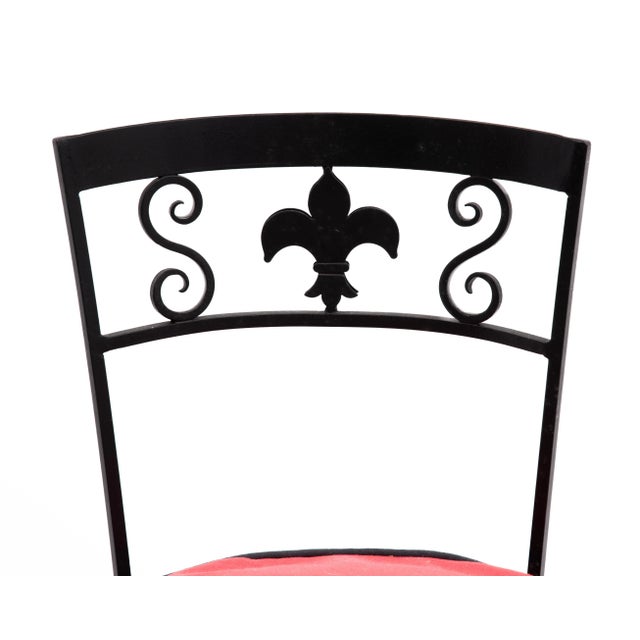 Metal Hollywood Regency Wrought Iron Fleur De Lis Barstools 1960s - a Set of 4 For Sale - Image 7 of 12