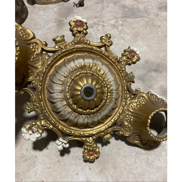 Victorian Antique Victorian Style Floral Bronze 3-Hole Ceiling Light Plate For Sale - Image 3 of 5