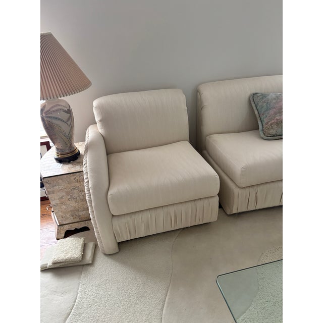 White Vintage Post Modern Fully Upholstered Modular Sectional Sofa For Sale - Image 8 of 8