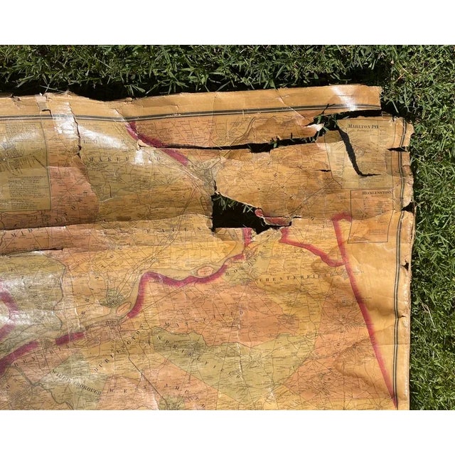 19th Century Authentic Antique Philadelphia Map on Canvas 1865 Wall Size 5' X 5' For Sale - Image 5 of 6